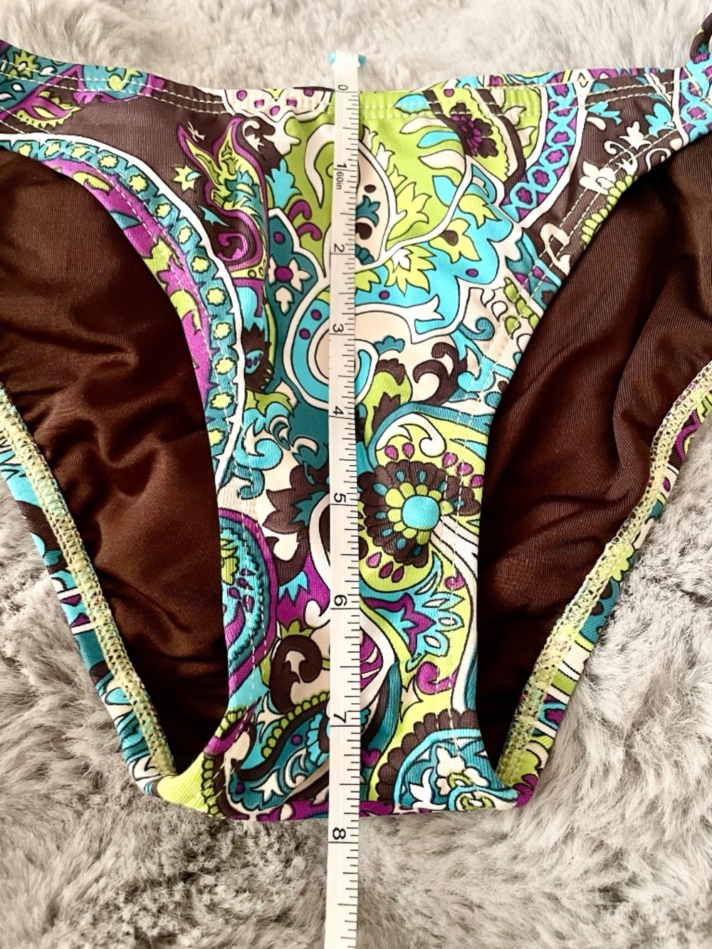 Pualani Hawaii Bikini Bottoms - Paisley Blue Green Tie Side - Size Medium - Picture 6 of 8